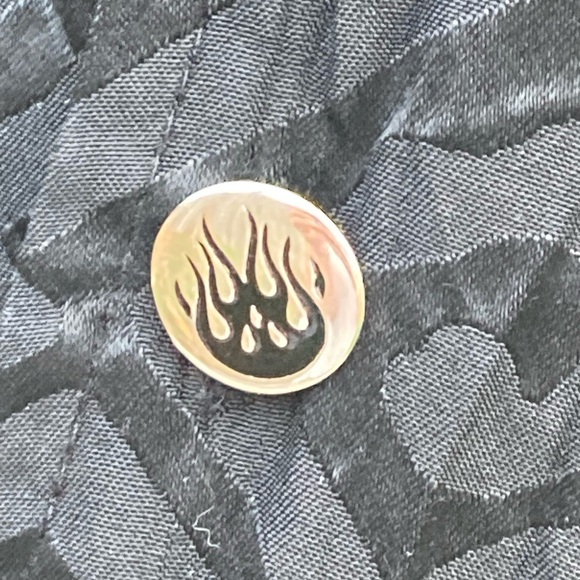 Spanish Harlem Black Geometric Rockabilly Flame Button Bowling Shirt Men’s M - Picture 5 of 7